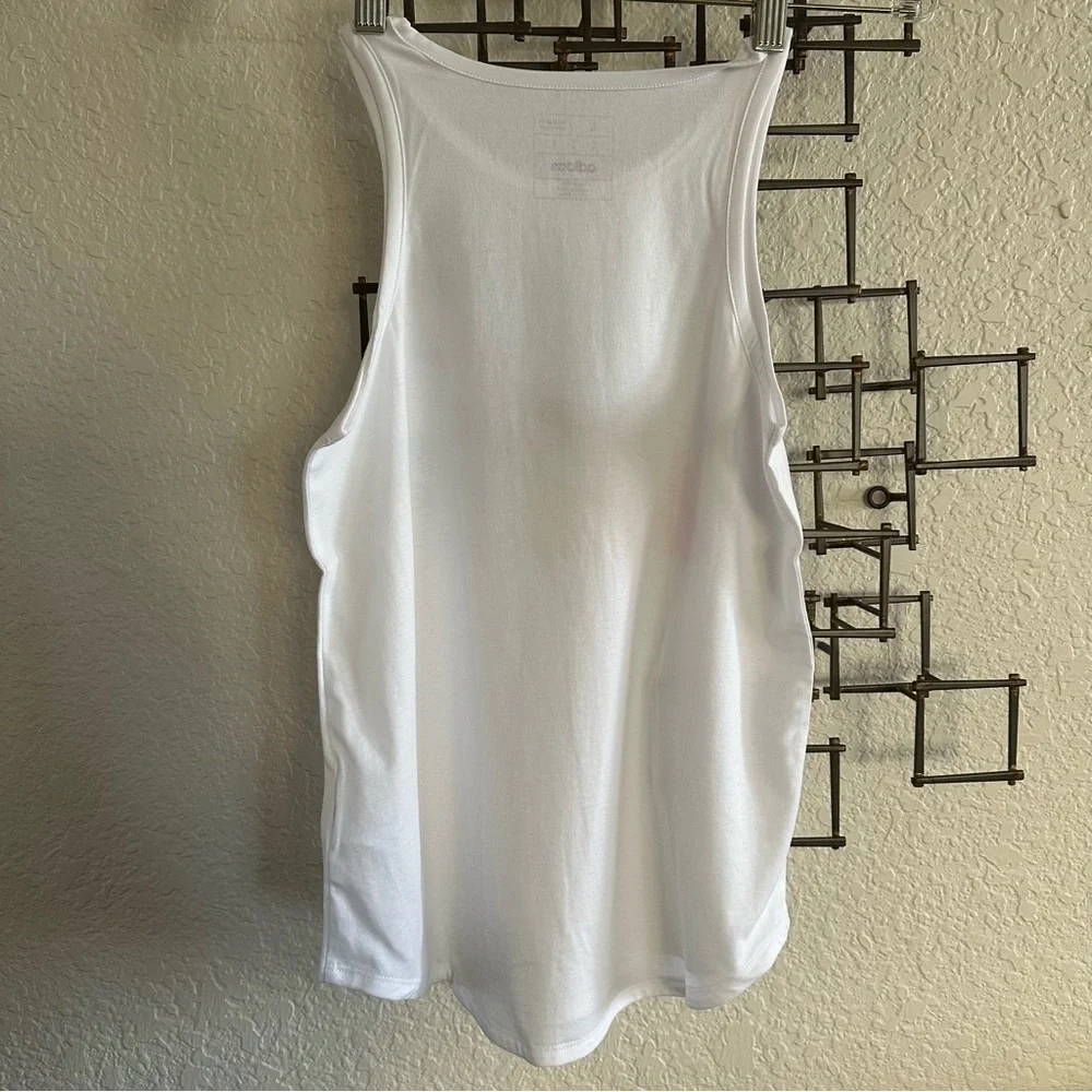 Adidas Big Girls Sleeveless Curved-Hem Cotton Logo Tank Top L